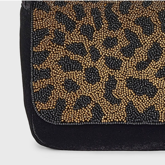 NWT Embellished Leopard Print Flap Shoulder Bag - Picture 3 of 5